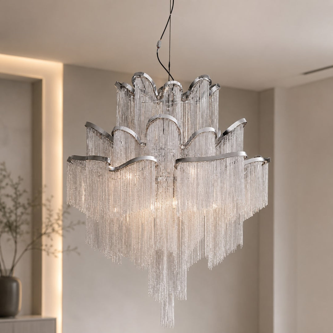 Modern Chandelier Light Metal Hanging Fixture E14 Socket for Dining and Indoor Spaces