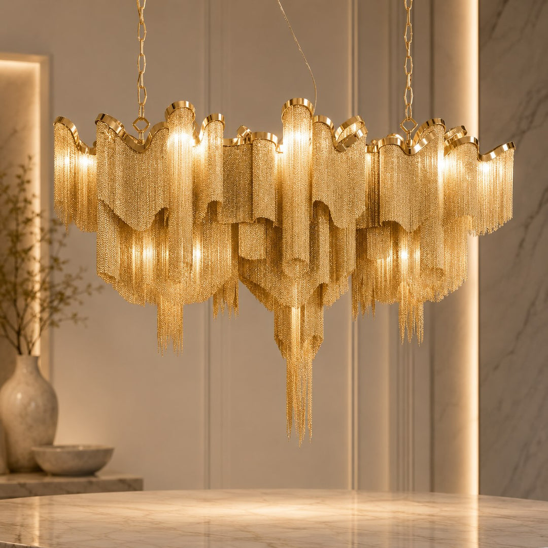Modern Chandelier Light Metal Hanging Fixture E14 Socket for Dining and Indoor Spaces