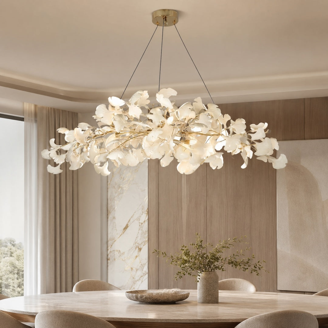 Modern Chandelier Light Hanging Fixture with Adjustable Metal Frame and Glass Shades 3 Lights