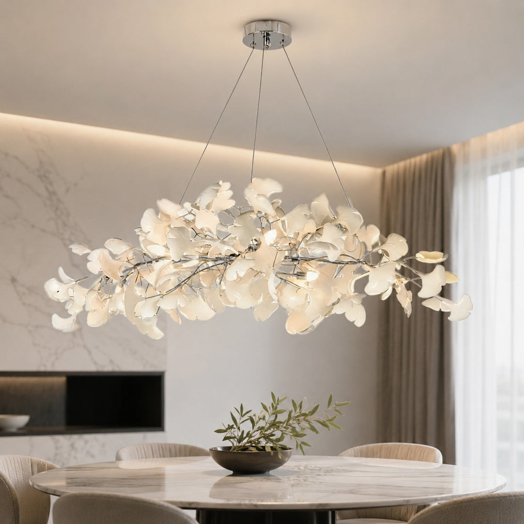 Modern Chandelier Light Hanging Fixture with Adjustable Metal Frame and Glass Shades 3 Lights