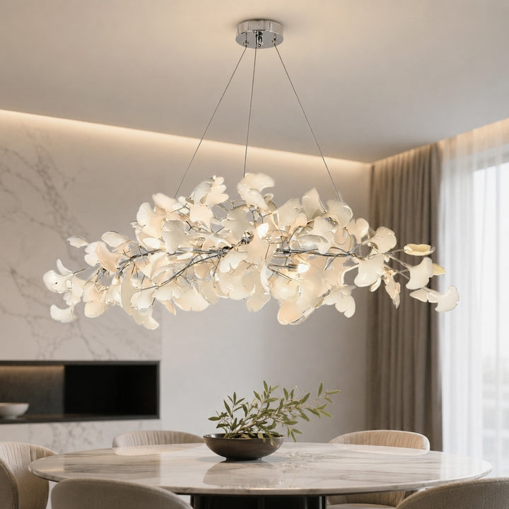 Modern Chandelier Light Hanging Fixture with Adjustable Metal Frame and Glass Shades 3 Lights