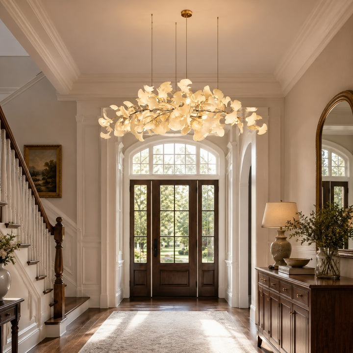 Modern Chandelier Light Hanging Fixture with Adjustable Metal Frame and Glass Shades 3 Lights