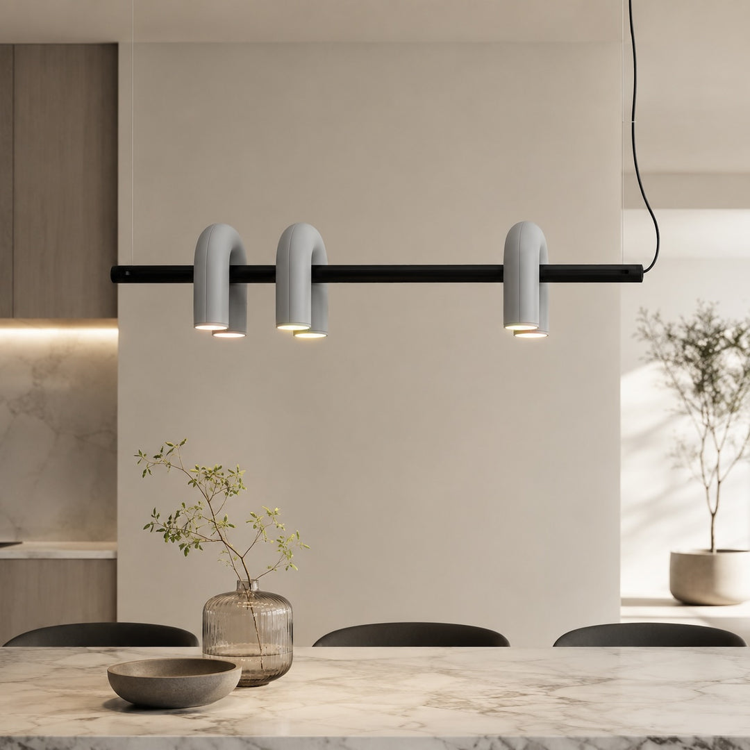 Modern Adjustable Pendant Light with Dimmable Glass Shade and Metal Frame for Kitchen Lighting
