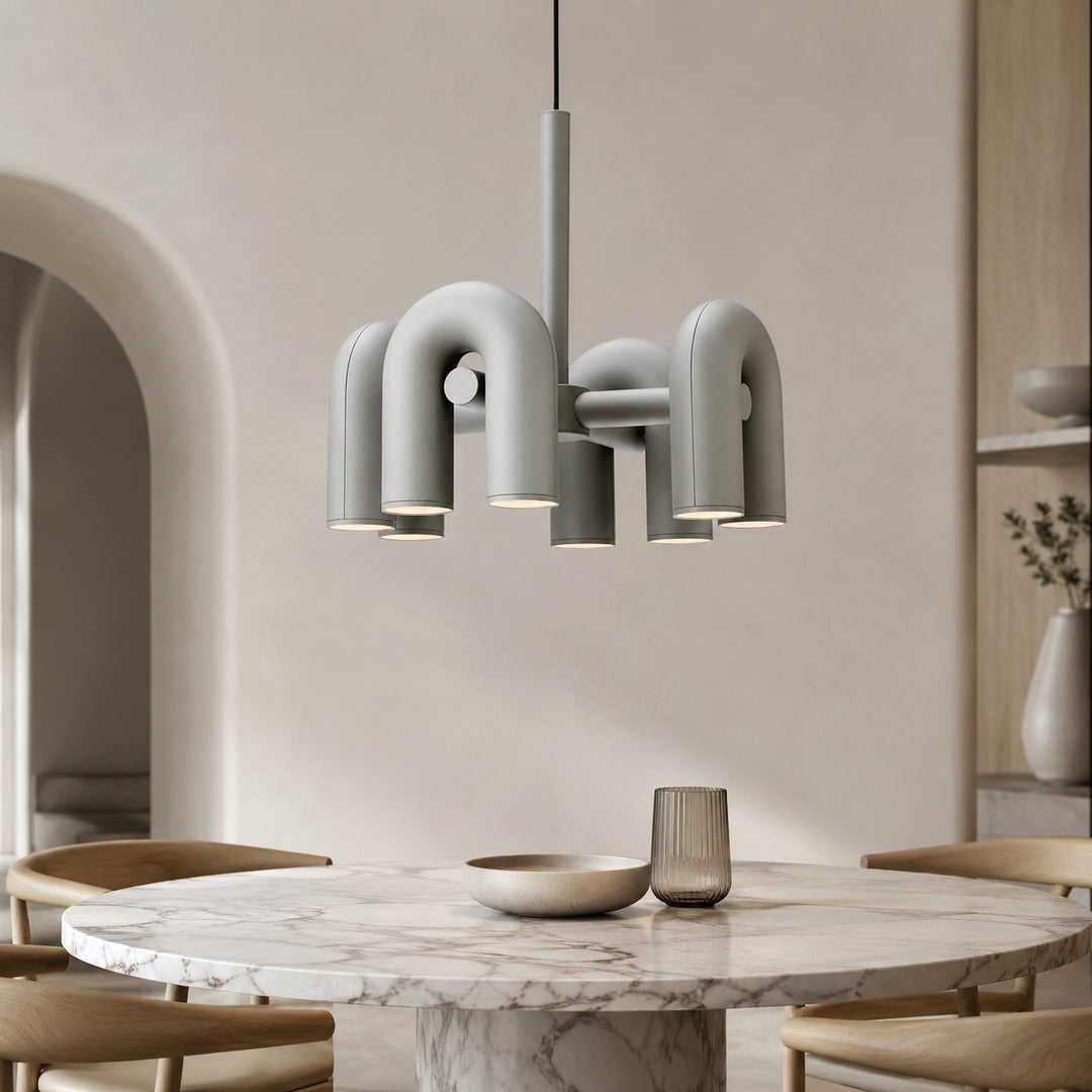 Modern Adjustable Pendant Light with Dimmable Glass Shade and Metal Frame for Kitchen Lighting