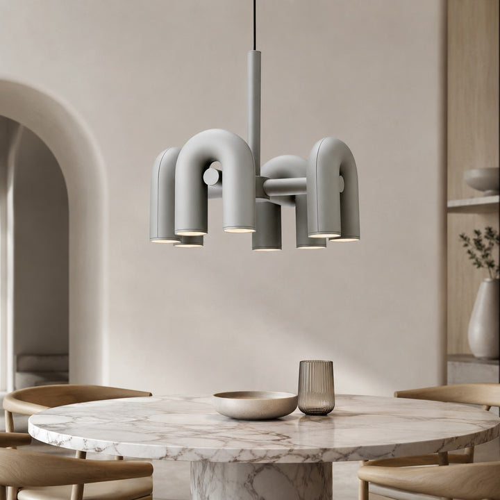 Modern Adjustable Pendant Light with Dimmable Glass Shade and Metal Frame for Kitchen Lighting