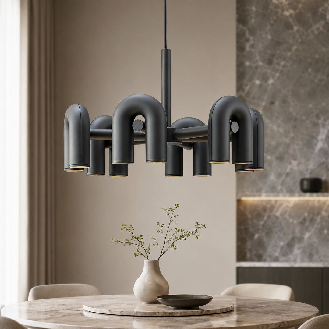Modern Adjustable Pendant Light with Dimmable Glass Shade and Metal Frame for Kitchen Lighting
