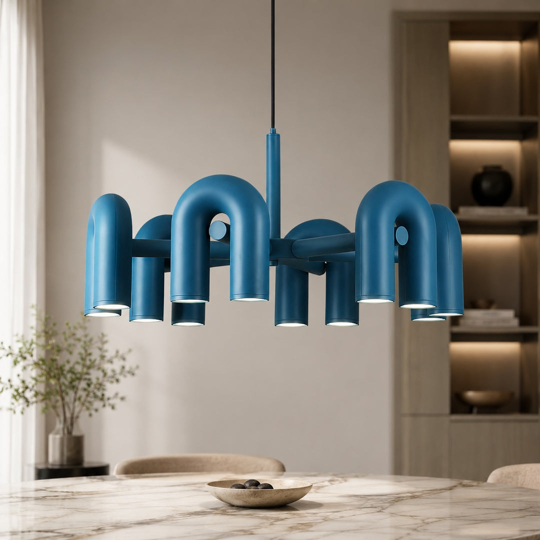 Modern Adjustable Pendant Light with Dimmable Glass Shade and Metal Frame for Kitchen Lighting