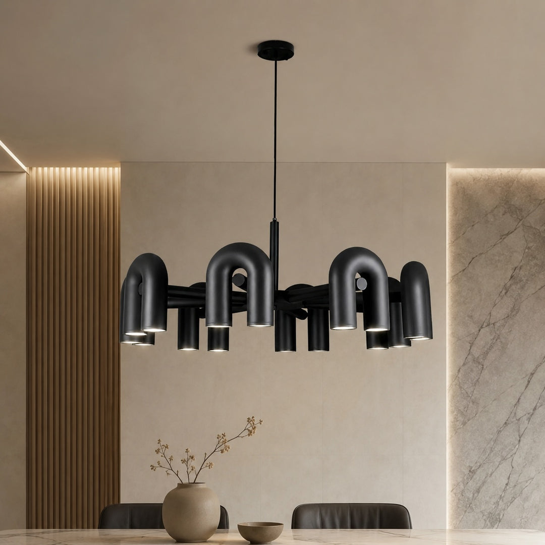 Modern Adjustable Pendant Light with Dimmable Glass Shade and Metal Frame for Kitchen Lighting