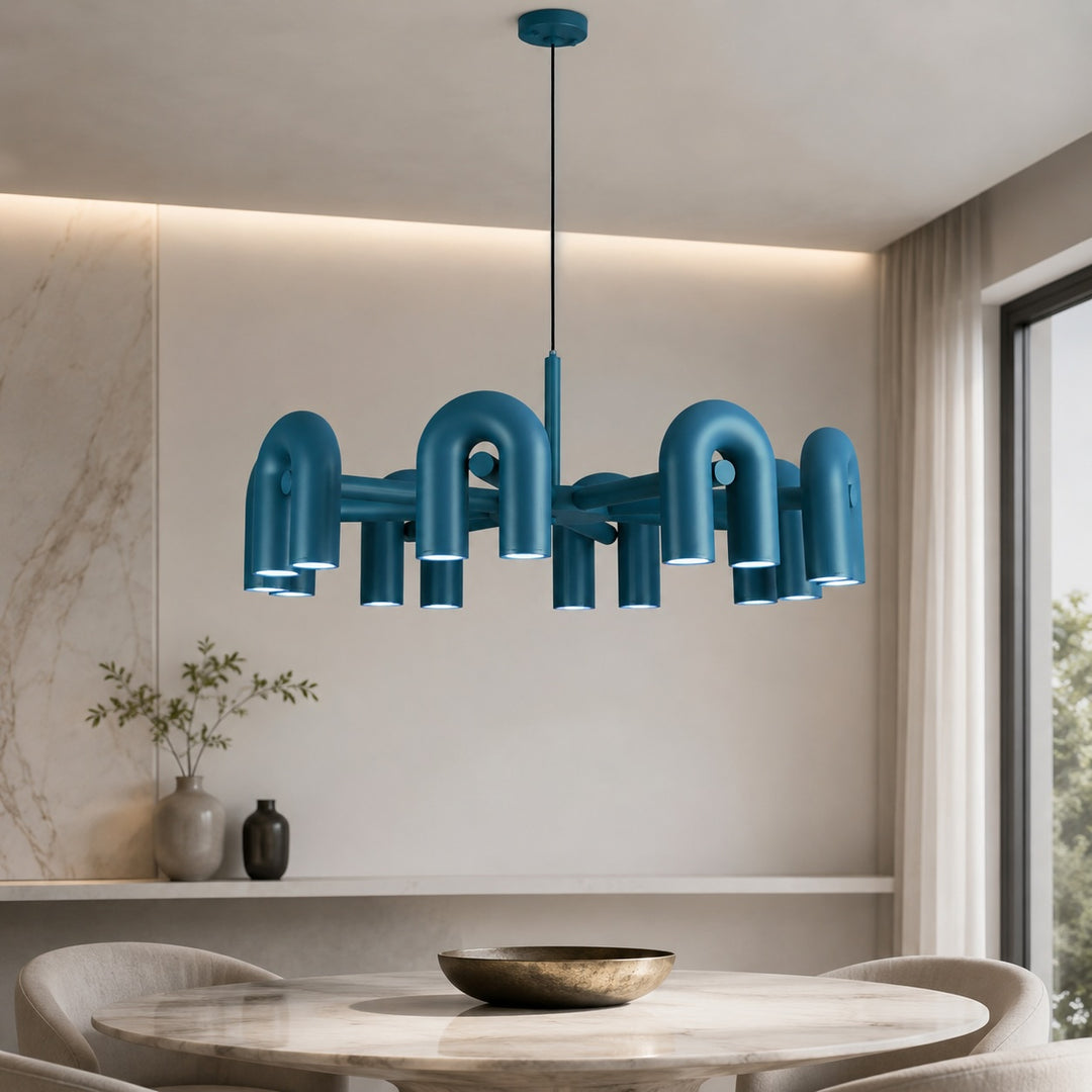 Modern Adjustable Pendant Light with Dimmable Glass Shade and Metal Frame for Kitchen Lighting