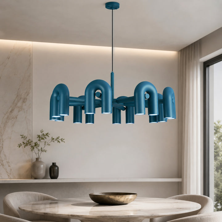 Modern Adjustable Pendant Light with Dimmable Glass Shade and Metal Frame for Kitchen Lighting