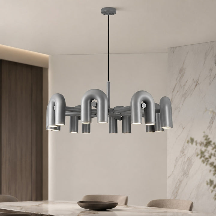 Modern Adjustable Pendant Light with Dimmable Glass Shade and Metal Frame for Kitchen Lighting