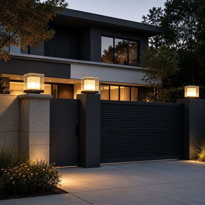 Modern Outdoor Pillar Light Ground Mounted Stainless Steel LED Warm White IP65 Waterproof
