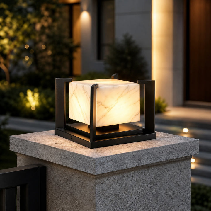 Solar Garden Light Modern Pillar Adjustable Height Stainless Steel LED Tri-Color Outdoor Lights