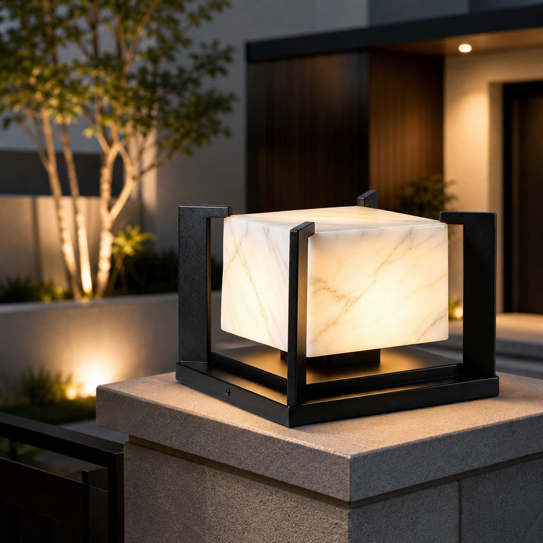 Solar Garden Light Modern Pillar Adjustable Height Stainless Steel LED Tri-Color Outdoor Lights