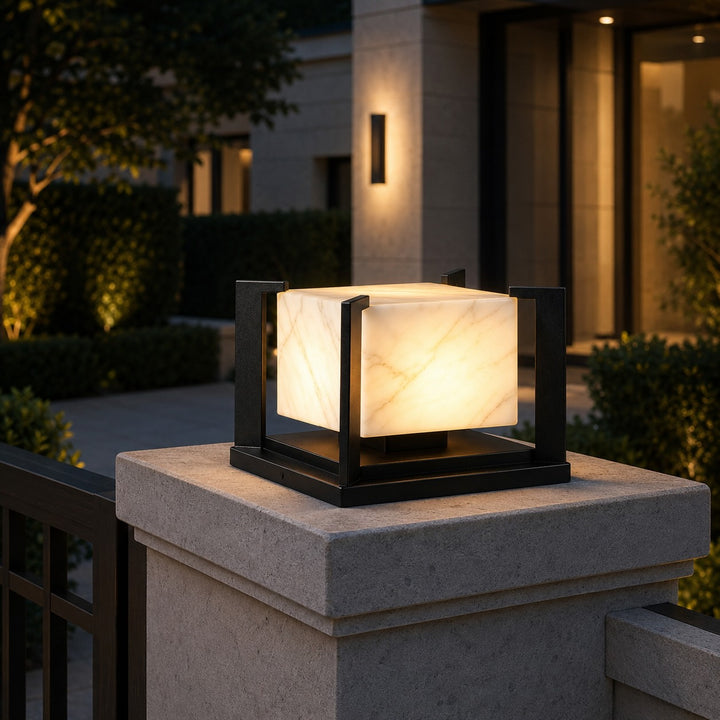 Solar Garden Light Modern Pillar Adjustable Height Stainless Steel LED Tri-Color Outdoor Lights