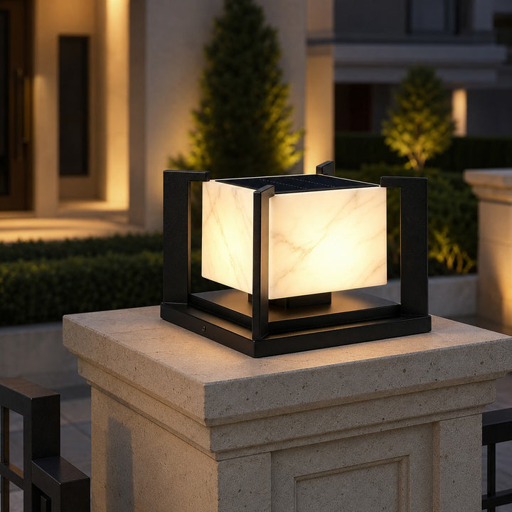 Solar Garden Light Modern Pillar Adjustable Height Stainless Steel LED Tri-Color Outdoor Lights
