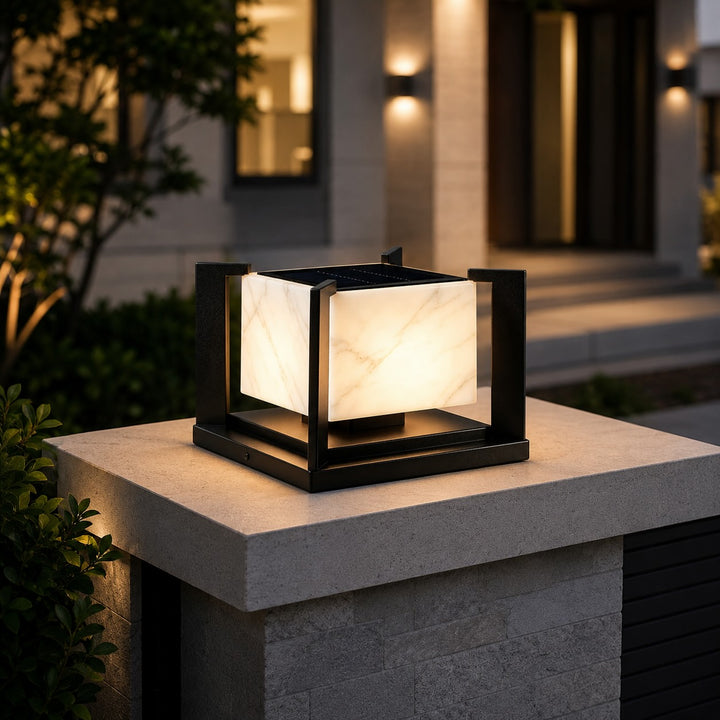 Solar Garden Light Modern Pillar Adjustable Height Stainless Steel LED Tri-Color Outdoor Lights