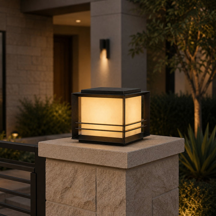 Modern Solar Garden Lights Outdoor Stainless Steel Pillar Light with Tri-Color LED and IP65 Waterproof Rating