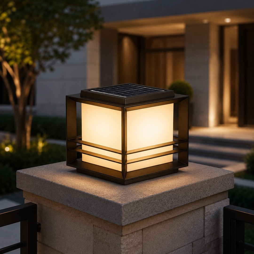 Modern Solar Garden Lights Outdoor Stainless Steel Pillar Light with Tri-Color LED and IP65 Waterproof Rating