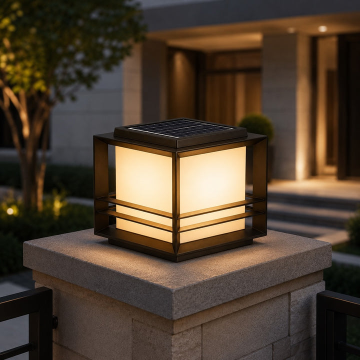Modern Solar Garden Lights Outdoor Stainless Steel Pillar Light with Tri-Color LED and IP65 Waterproof Rating