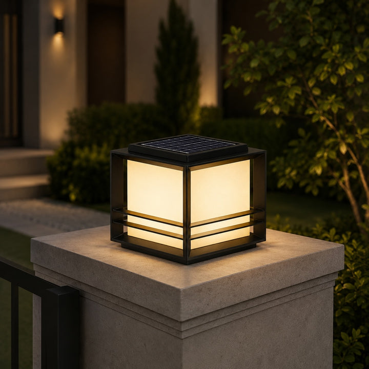 Modern Solar Garden Lights Outdoor Stainless Steel Pillar Light with Tri-Color LED and IP65 Waterproof Rating