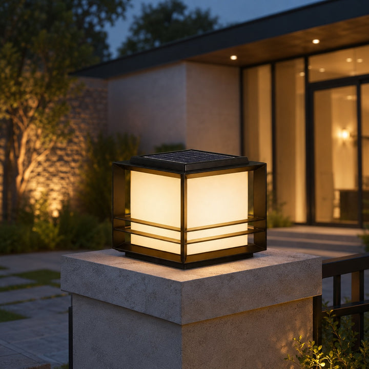 Modern Solar Garden Lights Outdoor Stainless Steel Pillar Light with Tri-Color LED and IP65 Waterproof Rating