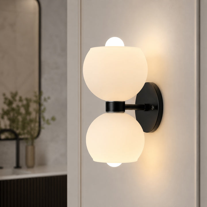 Modern Wall Sconce with Sculptural Glass Shade and Metal Base for Indoor Use LED Compatible