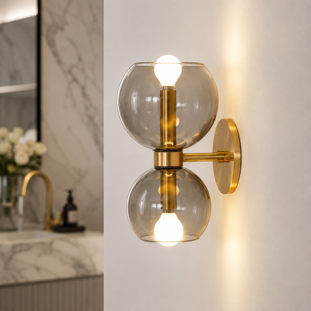 Modern Wall Sconce with Sculptural Glass Shade and Metal Base for Indoor Use LED Compatible