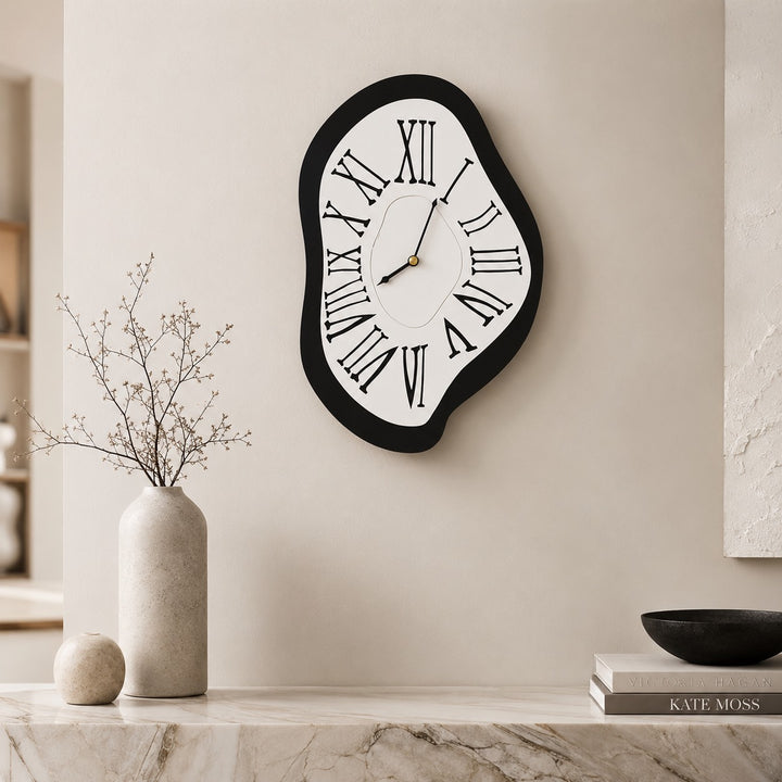 Modern Black Wall Clock Wall Mounted Acrylic Silent Quartz Movement Home Decor 34x20cm 41x26cm