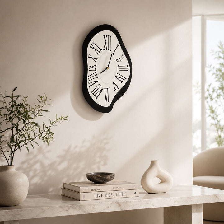 Modern Black Wall Clock Wall Mounted Acrylic Silent Quartz Movement Home Decor 34x20cm 41x26cm
