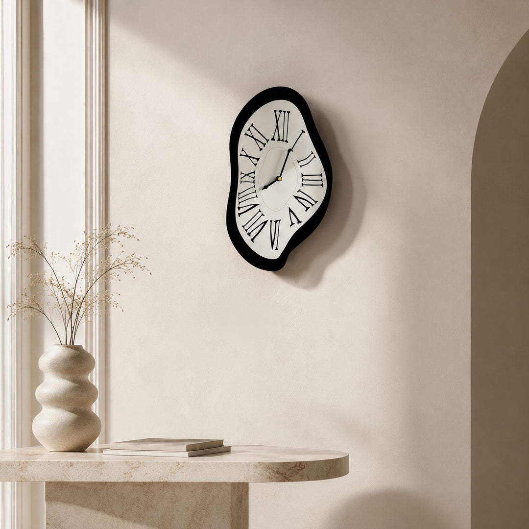 Modern Black Wall Clock Wall Mounted Acrylic Silent Quartz Movement Home Decor 34x20cm 41x26cm