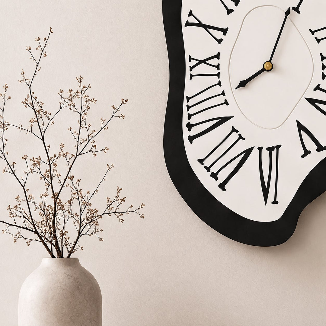 Modern Black Wall Clock Wall Mounted Acrylic Silent Quartz Movement Home Decor 34x20cm 41x26cm