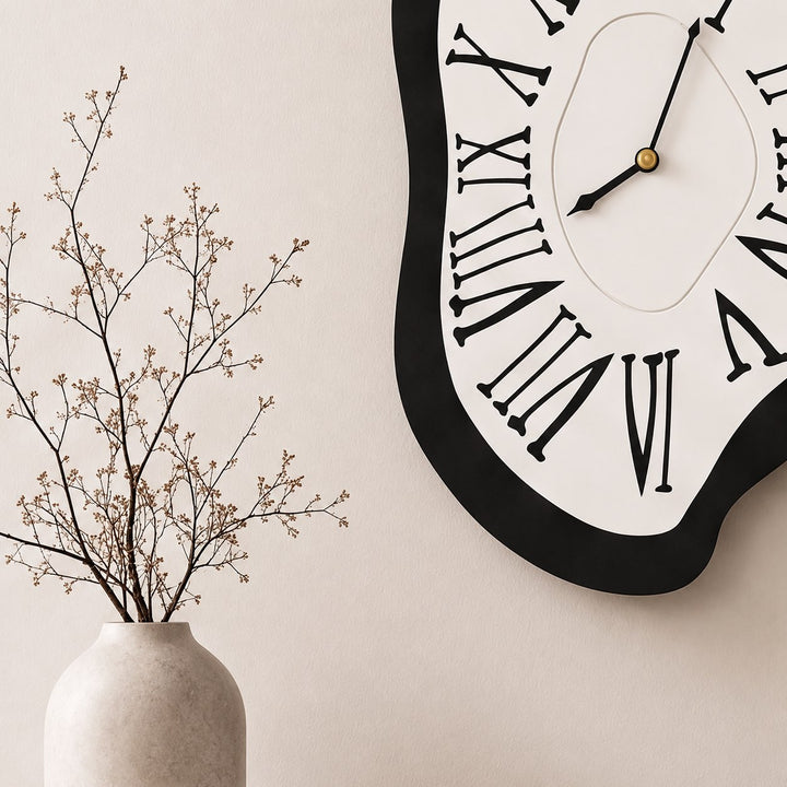 Modern Black Wall Clock Wall Mounted Acrylic Silent Quartz Movement Home Decor 34x20cm 41x26cm