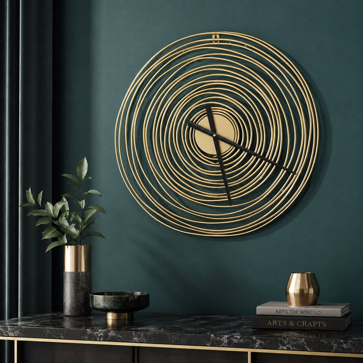 Modern Round Wall Clock Metal Silent Mechanism 49cm Diameter for Home and Office Decor