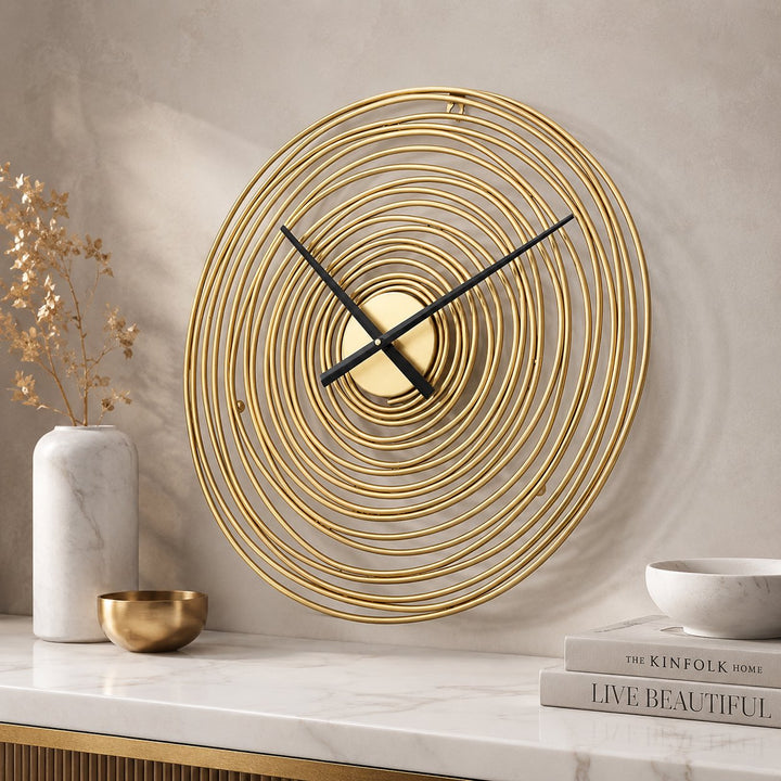 Modern Round Wall Clock Metal Silent Mechanism 49cm Diameter for Home and Office Decor