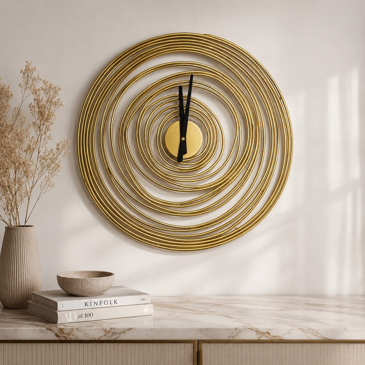 Modern Round Wall Clock Metal Silent Mechanism 49cm Diameter for Home and Office Decor