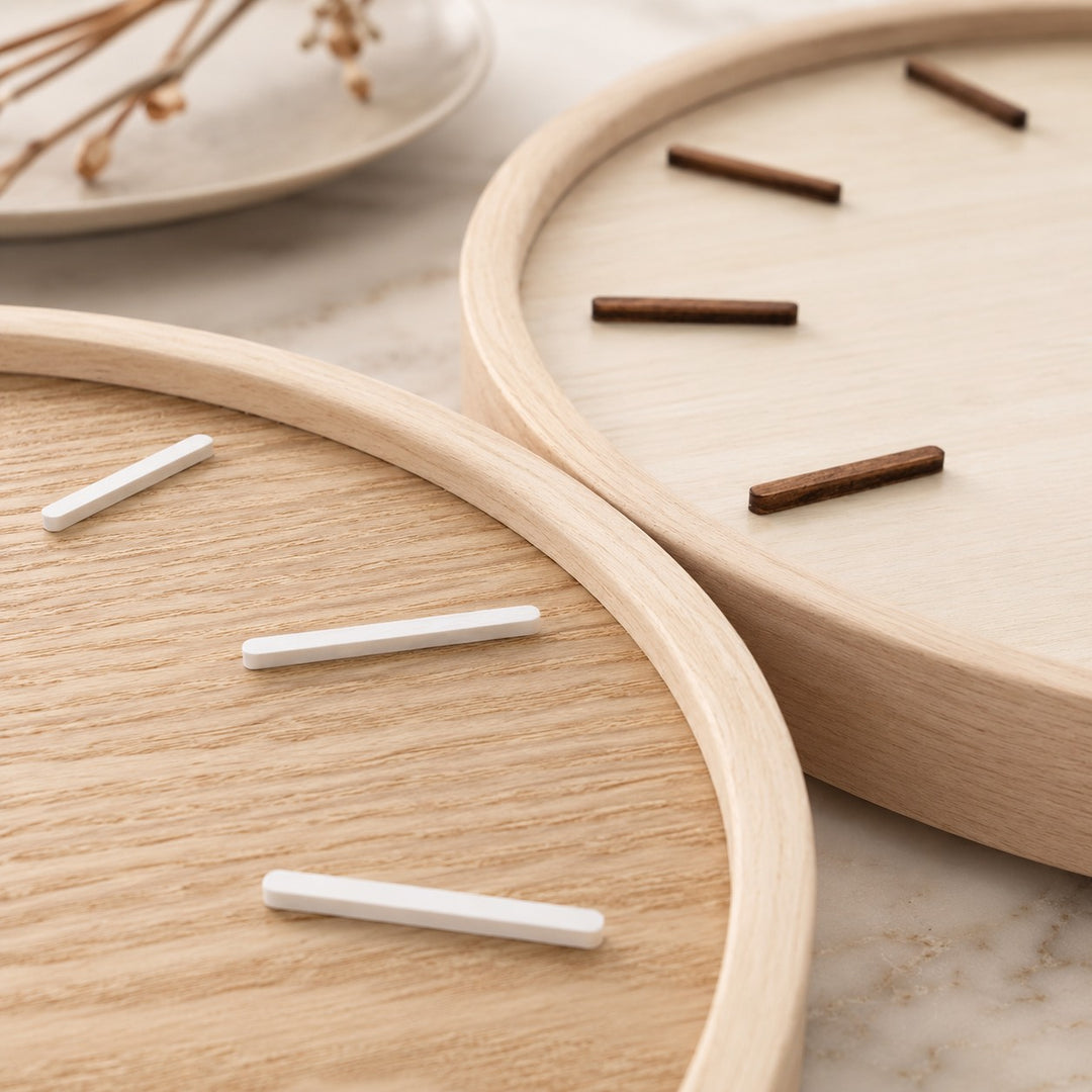 Minimalist Wall Clock Solid Wood Natural Grain