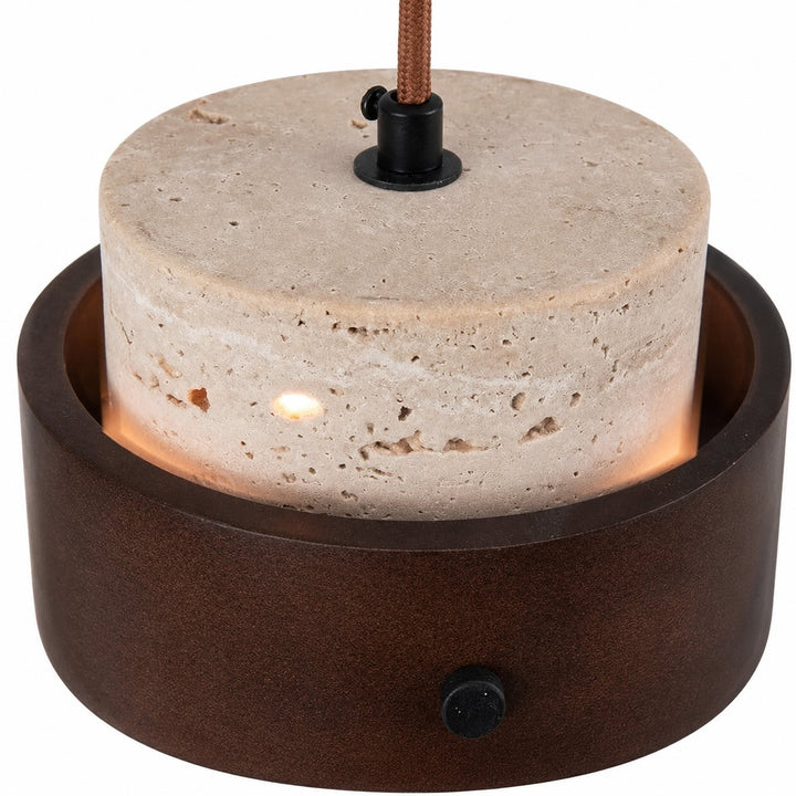 Minimalist Pendant Lamp with Stone Body and Walnut Wood Finish LED Bulb for Kitchen Pendant Lighting