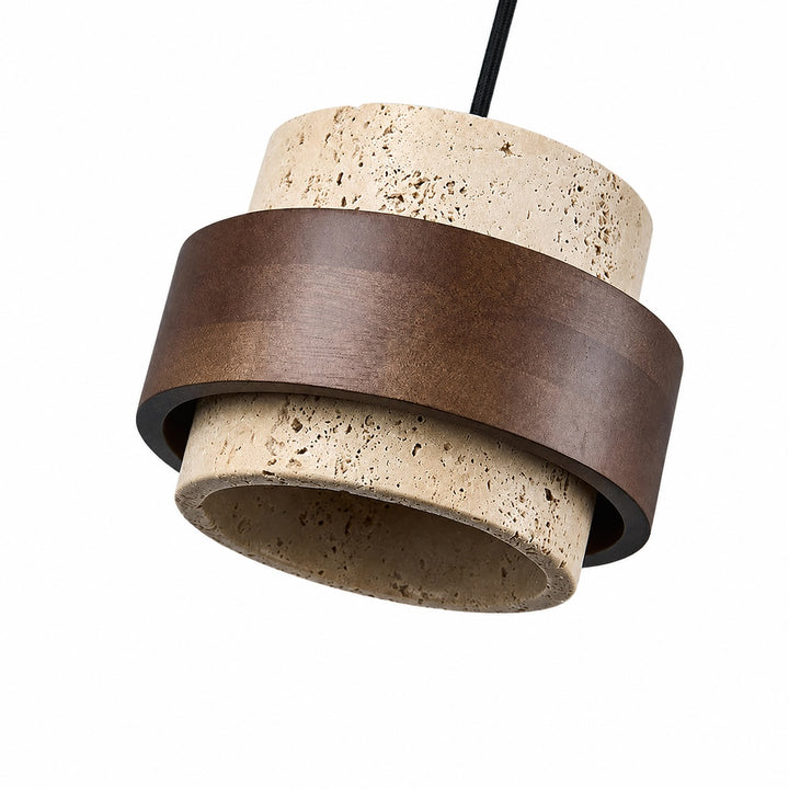 Minimalist Pendant Lamp with Stone Body and Walnut Wood Finish LED Bulb for Kitchen Pendant Lighting