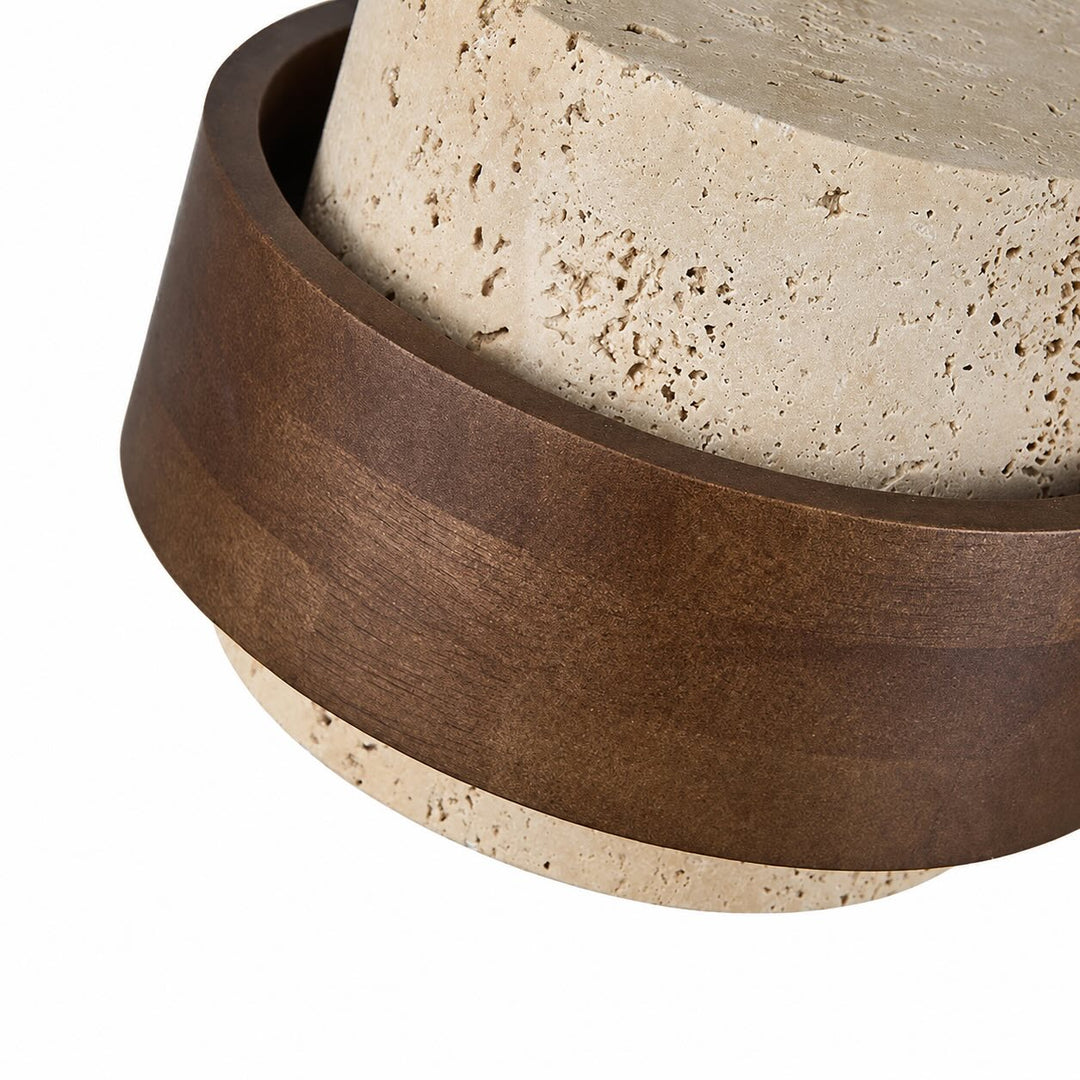 Minimalist Pendant Lamp with Stone Body and Walnut Wood Finish LED Bulb for Kitchen Pendant Lighting