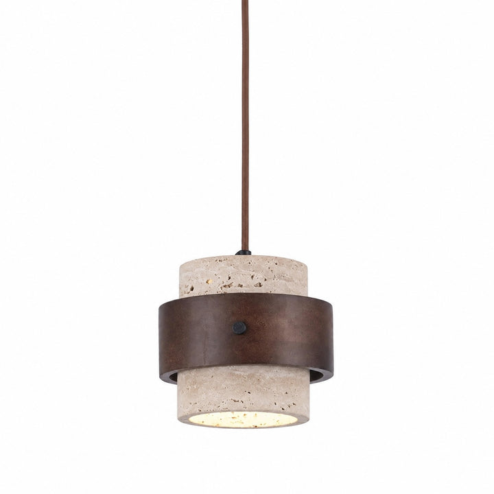 Minimalist Pendant Lamp with Stone Body and Walnut Wood Finish LED Bulb for Kitchen Pendant Lighting