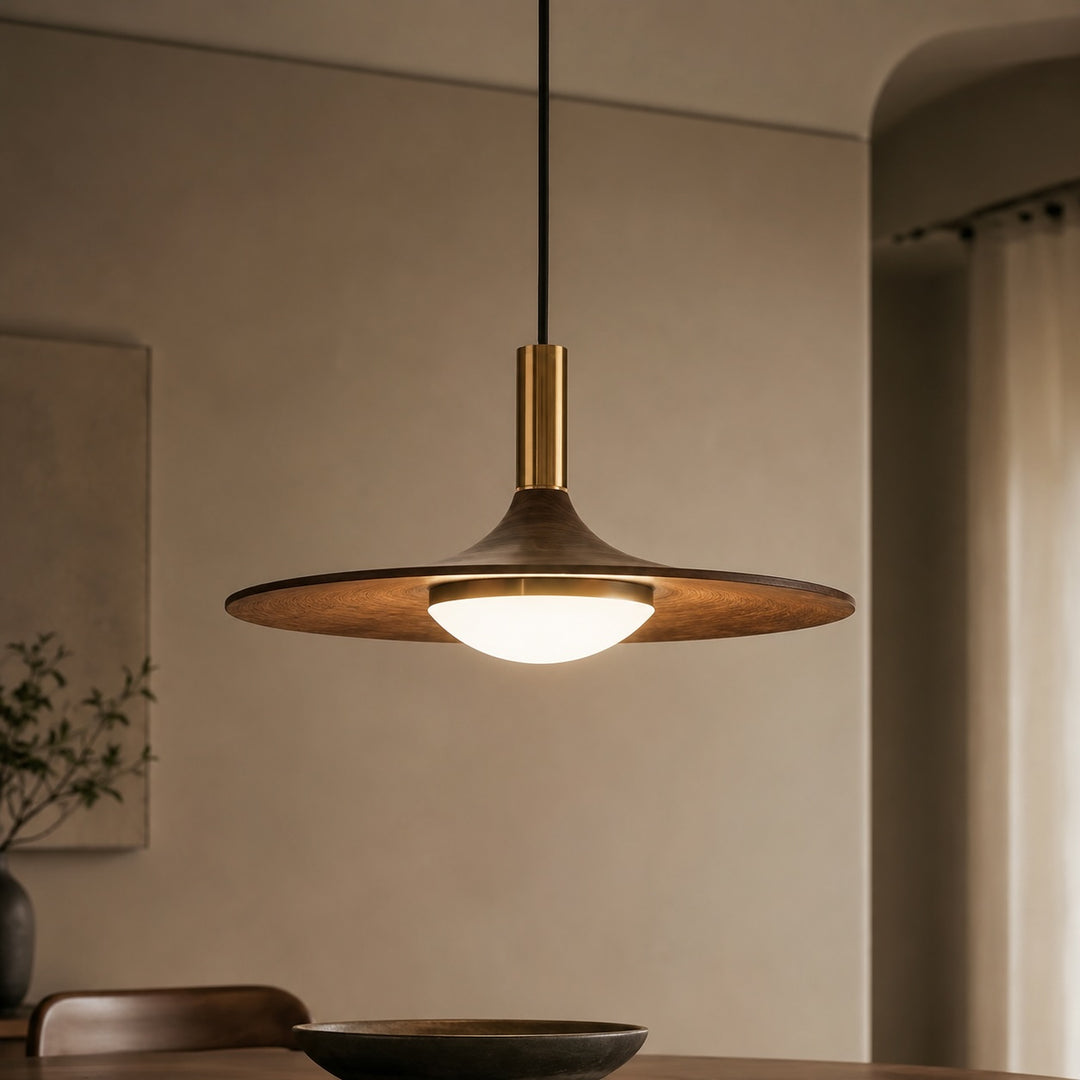 Modern Ceiling Light Natural Wood Flush Mount LED Fixture Adjustable Height