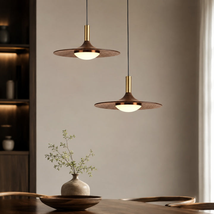 Modern Ceiling Light Natural Wood Flush Mount LED Fixture Adjustable Height