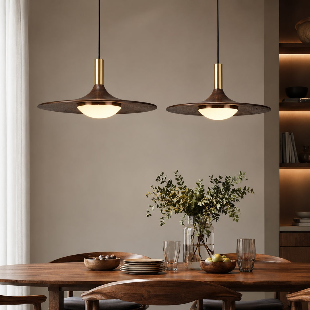 Modern Ceiling Light Natural Wood Flush Mount LED Fixture Adjustable Height