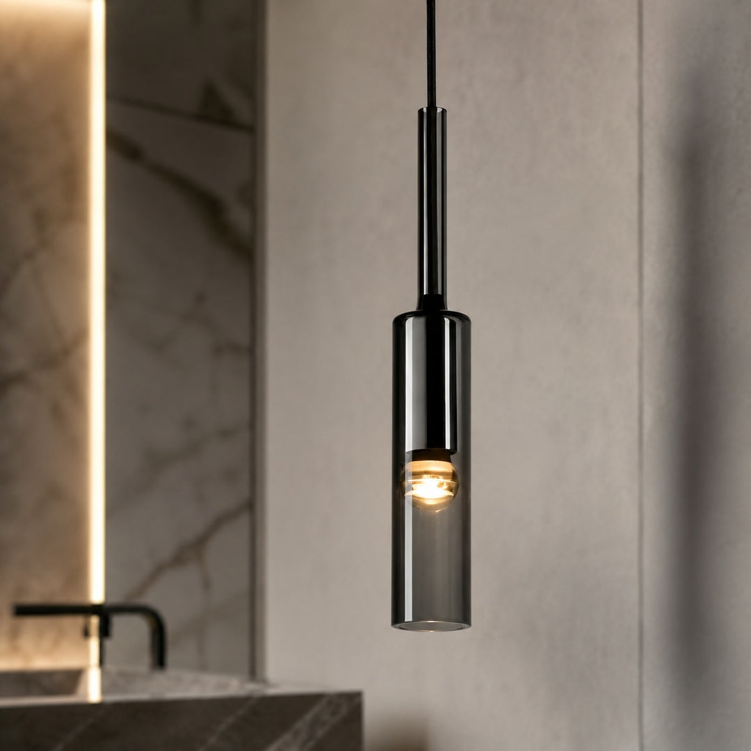 Modern Hanging Pendant Lamp Glass Shade Iron Body E27 Bulb Compatible Adjustable Height