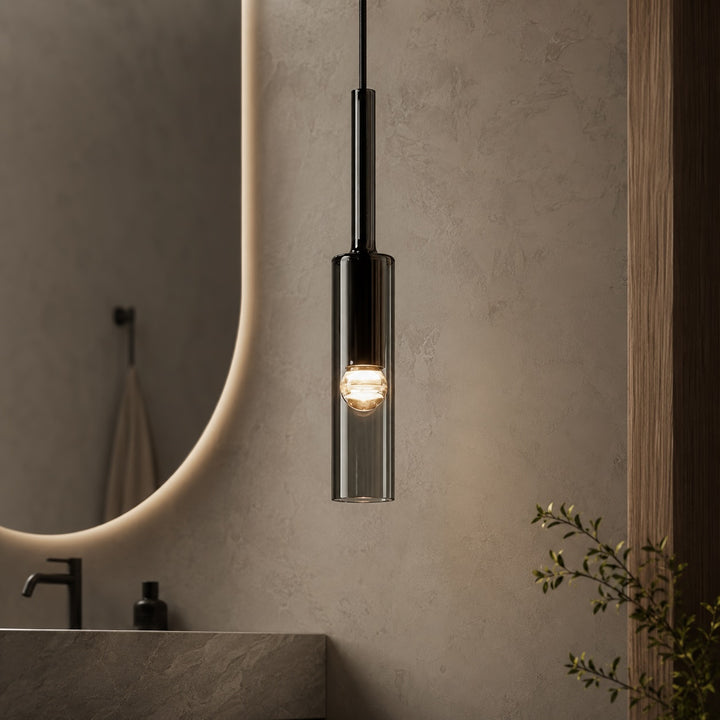 Modern Hanging Pendant Lamp Glass Shade Iron Body E27 Bulb Compatible Adjustable Height