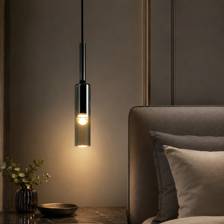 Modern Hanging Pendant Lamp Glass Shade Iron Body E27 Bulb Compatible Adjustable Height