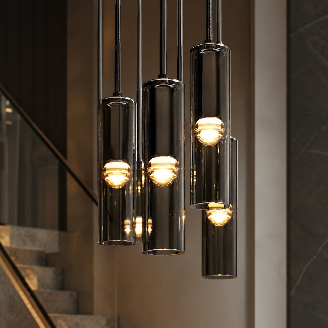 Modern Hanging Pendant Lamp Glass Shade Iron Body E27 Bulb Compatible Adjustable Height