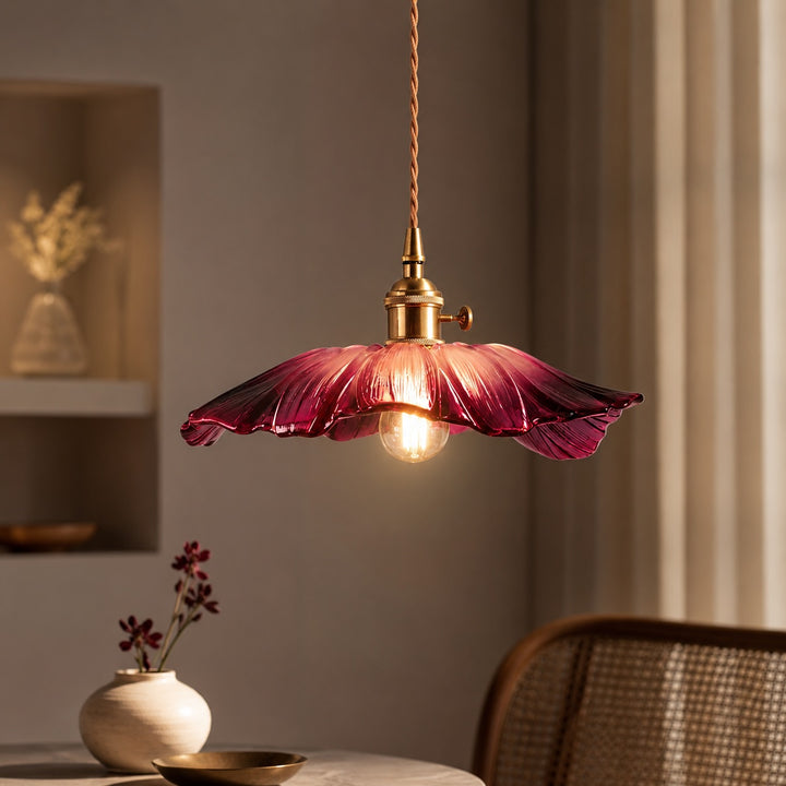 Modern Lotus Pendant Lamp Adjustable Height FRP Shade Soft Ambient Glow Dimmable Pendant Lighting