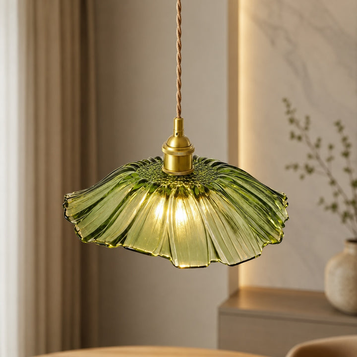 Modern Lotus Pendant Lamp Adjustable Height FRP Shade Soft Ambient Glow Dimmable Pendant Lighting